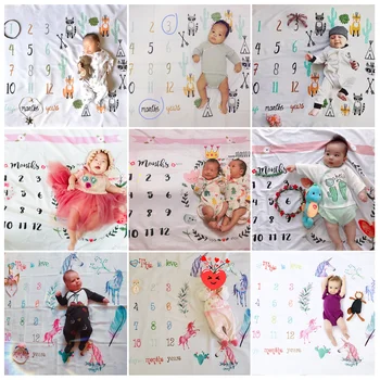 Мультяшный игровой коврик с изображением младенца, реквизит для фотосъемки новорожденных Milestone, Фоновые одеяла, ткань для фона, аксессуары для фотосъемки