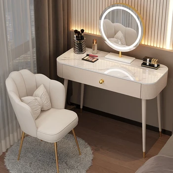 Туалетный столик, простой зеркальный стул с ящиком для хранения лампы, Туалетный столик, современный стол, деревянная мебель для спальни, Стол для макияжа Meuble