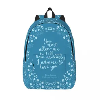 Джейн Остин Гордость и предубеждение Цветочная цитата о любви Холщовый рюкзак для мальчика, дорожные сумки для колледжа, сумка для книг, подходит для 15-дюймового ноутбука