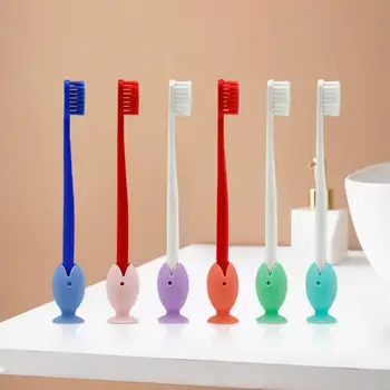 1 шт. силиконовый держатель для зубных щеток с мультяшными рыбками, подставка для зубных щеток на присоске, Нескользящая подставка для хранения зубных щеток, ванная комната