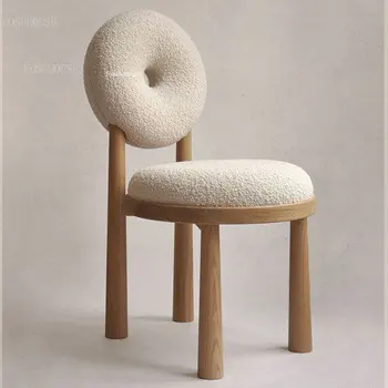 Роскошные стулья для столовой отеля, обеденные стулья со спинкой из цельного дерева в скандинавском стиле, Современная мебель для ресторана, Домашний стул для макияжа из бархата ягненка