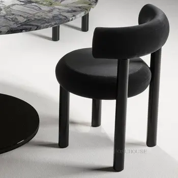 Итальянские минималистичные Дизайнерские Бархатные обеденные стулья, кресло для макияжа, мебель для столовой, обеденный стул в кремовом стиле B