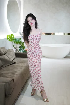 Женское платье Миди Без рукавов Леопардовый Сексуальный Камзол Халат