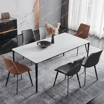 Итальянский Легкий Роскошный обеденный стол из шифера для столовой Мебель Современный минималистичный Домашний обеденный стол и сочетание стула