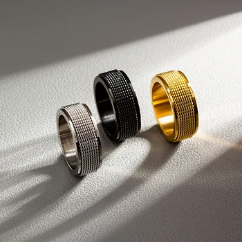 Новое модное сетчатое обручальное кольцо из нержавеющей стали, кольца для мужчин, Водонепроницаемые ювелирные изделия для снятия стресса, подарки