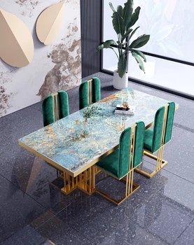 Роскошное сочетание обеденного стола и стула в стиле постмодерн, прямоугольный обеденный стол высокого класса в домашнем ресторане