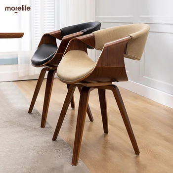 Обеденный стул в скандинавском стиле, Кухонная мебель, простые обеденные стулья, Домашний роскошный стул из массива дерева, Кожаное кресло для отдыха на балконе, письменный стул