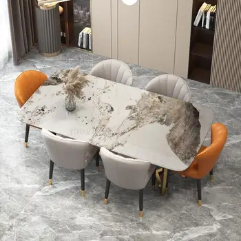 Современный дизайн обеденного стола и стула из мрамора, ресторан для большой семьи, современный минималистичный кухонный стол, садовая мебель Mesa De Jantar