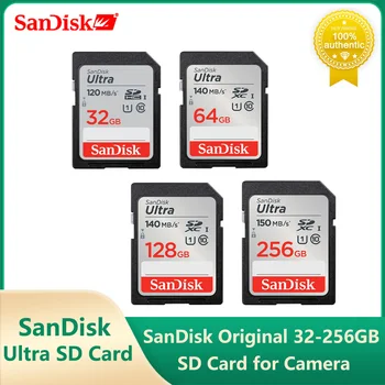 SanDisk Ultra SD Card Карта Памяти C10 U1 FHD 32 ГБ 64 ГБ 128 ГБ 256 ГБ Со скоростью до 140 МБ/с. SD-карта для Камеры Видеомагнитофона