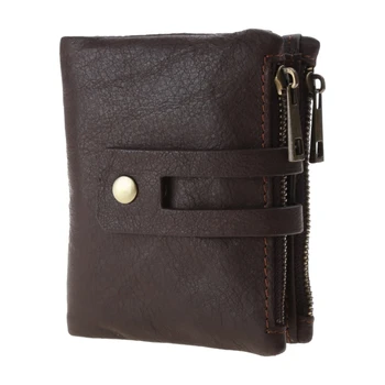 Мужской кошелек с RFID-блокировкой, Винтажный кожаный короткий кошелек-двойник с карманом для монет