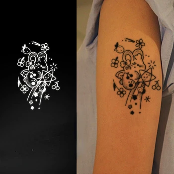 Милый мультяшный звездный кролик, водонепроницаемые наклейки с татуировками сока для женщин, мужские временные татуировки на руке, бедре, Аксессуары для фестиваля