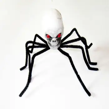 Реалистичное украшение в виде паука, Паук с красными глазами, череп, Жуткий паук с черепной головой на Хэллоуин, реалистичный дом с привидениями для праздника