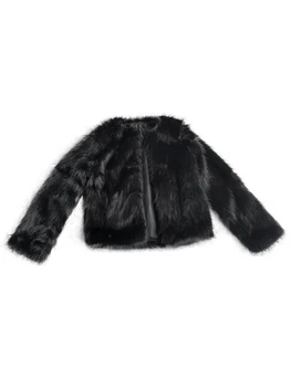 Louatui Женская флисовая укороченная куртка из искусственного меха, Однотонные зимние пальто с длинными рукавами, Лохматая Теплая верхняя одежда, Осенняя одежда