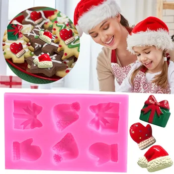 Рождественский силиконовый инструмент для торта, Набор перчаток для шоколада, Набор инструментов для торта в форме сердца