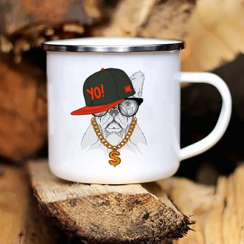 Эмалированная чашка с рисунком скальной собаки, оригинальные кружки, кофейные чашки, Чашки для кофе и чая, Персонализированные подарки, прямая поставка