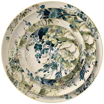 Китайская керамическая тарелка креативный ретро цветок западная еда Пномпеньская тарелка западная еда кондитерская тарелка столовые приборы золотой набор столовых приборов