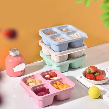 Контейнеры для закусок из 4 упаковок Bento Snack Box Многоразовые контейнеры для приготовления ланча для хранения продуктов старше 3 лет