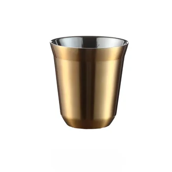 80 мл Чашка Nespresso Кофейные чашки Оригинальность делового стиля Мини-Золотая чашка для напитков из нержавеющей стали 1ШТ Tazas