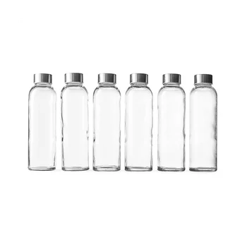 18 унций Прозрачных стеклянных бутылок с крышками, не содержащих натуральных компонентов, многоразовых бутылок для воды для приготовления сока