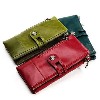 RFID противоугонная щетка, длинный кошелек, кожаная женская сумочка, модная карманная сумка