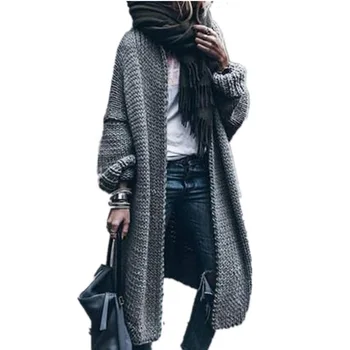 2023 Осенне-зимний вязаный кардиган средней длины, свитер, женское пальто