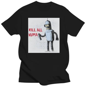 Мужская футболка с принтом, хлопковая футболка с круглым вырезом и коротким рукавом, женская футболка Kill All Humans