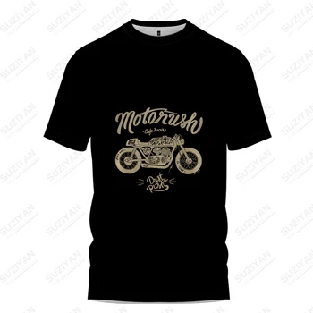Летняя новая модная мужская футболка с 3D-печатью с мотоциклетным рисунком, уличная стильная свободная футболка оверсайз