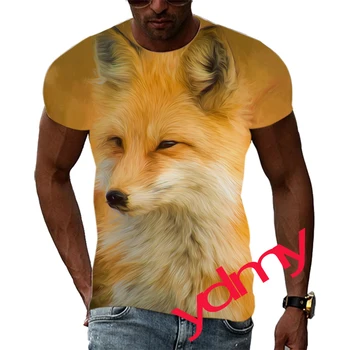Мужская футболка Tide Fashion Summe с изображением милой лисы, повседневные футболки с принтом в стиле хип-хоп, круглый вырез, короткие слипы, быстросохнущие топы