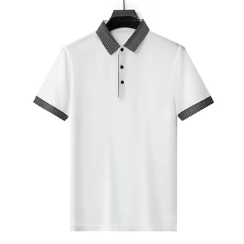 Мужские летние топы-поло с коротким рукавом в стиле пэчворк, контрастный воротник, повседневная мужская модная одежда в английском стиле A7597