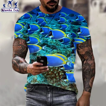 Мамба Топ Мужские футболки Летние Декоративные Рыбки Футболка Для Женской Одежды 3D Принт Животных Рыба-Клоун Негабаритные Футболки С Коротким Рукавом