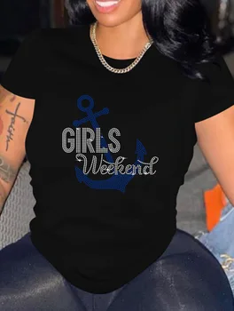 Летняя женская футболка с круглым вырезом и надписью alphabet