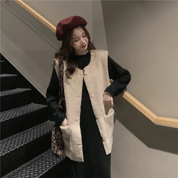 2022 Новая осенняя модель Ma Jia Girl, корейское винтажное и универсальное пальто из овечьей шерсти, жилет без рукавов, бесплатная доставка
