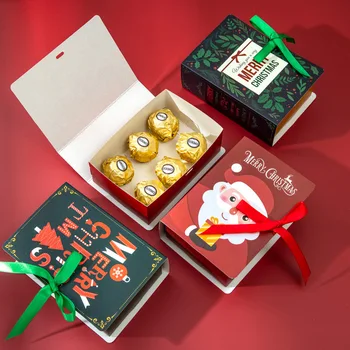 5шт Коробка конфет в форме Рождественской книги Подарочные пакеты для конфет Санта Клауса Упаковка для Рождественской выпечки Коробки конфет Рождественские Украшения для дома