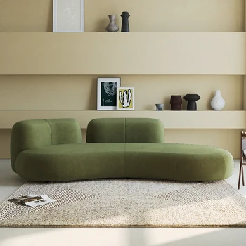 Дугообразный диван, размерная единица, зеленый диван для гостиной, дизайнерский диван из матовой бархатной ткани на троих человек