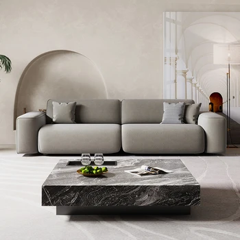 Итальянский диван из матового бархата в минималистичном стиле, кусочки тофу, скандинавский крем для трех или четырех человек