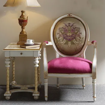 Европейский стиль ретро изысканный жаккард из белой золотой фольги и розового бархата, диван для отдыха, обеденный стул на заказ, одноместный стул