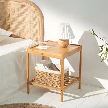 Бамбуковая мебель, Приставной столик, Квадратный и прямоугольный журнальный столик для хранения, чайный столик, прикроватный столик для спальни, Центральный стол в гостиной