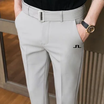 Брюки для гольфа с вышивкой логотипа 2023 Осенние мужские повседневные деловые брюки Дышащие Брюки с прямыми штанинами Мужские длинные брюки для гольфа