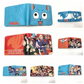 Аниме Fairy Tail Happy Cat Natsu Двойной кошелек Для мужчин и женщин, кошельки для монет, держатели кредитных ID-карт, кошелек на молнии