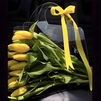 Прозрачная коробка для цветов с ручкой, портативные пакеты для упаковки цветов, подарочная сумка для подарков, свадебная упаковка для роз, подарочная коробка для вечеринки