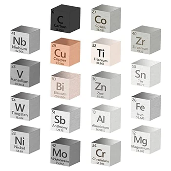 18 Шт. Elements Cube высокой чистоты 99,99%, коллекция периодической таблицы элементов (0,39 дюйма /10 мм)