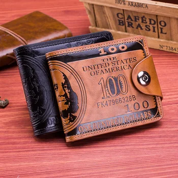 Персонализированный и креативный мужской долларовый кошелек с магнитной пряжкой, замененный на короткий кошелек на сто долларов
