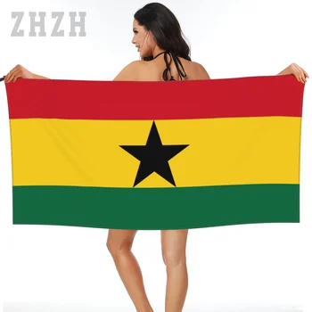 Больше дизайна Банное полотенце с эмблемой флага Ганы, Быстросохнущая Микрофибра, впитывающая Мягкую воду, Дышащая Пляжная Ванная комната для плавания