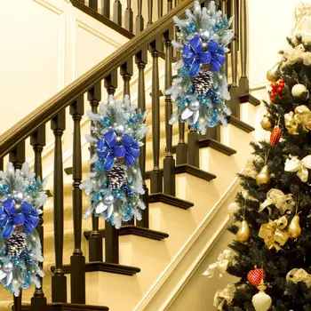 Светодиодный Рождественский венок Венки для входной двери, окна, лестницы, 16 дюймов, Предварительно Подсвеченная отделка лестницы, Гирлянда для рождественских праздников