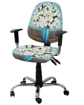 Белый Цветок Магнолии, винтажное дерево, эластичный чехол для кресла, съемный чехол для офисного кресла, разрезные чехлы для сидений