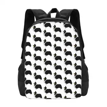 Шетландская Овчарка (Tri) Школьная сумка Большой Емкости Рюкзак Для Ноутбука Шетландская Овчарка Шелти Колли Силуэт Трехцветный Tri