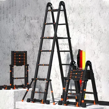 Телескопические лестницы из скандинавского алюминиевого сплава для мебели для дома, Многофункциональные Подъемные переносные стремянки для утолщения домашнего обихода