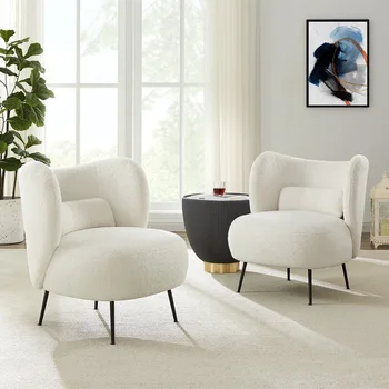 Скандинавская ткань Гостиная Небольшая квартира Салон красоты Отель Ткань с технологией Lamb Velvet Простой Односпальный диван-кресло