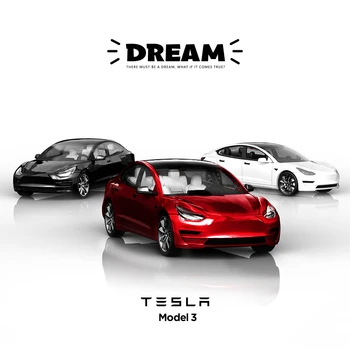 TM 1:64 Dream Tesla Model3 Коллекционное издание, Металлическая Модель Гоночного автомобиля, Отлитая под давлением, Детские игрушки