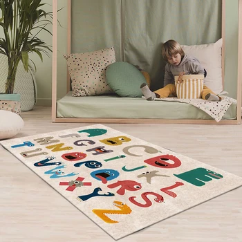 Мультяшный ковер для декора детской спальни, ковры для раннего обучения в гостиной, милый коврик для кабинета, нескользящий коврик для ползания ребенка